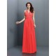 V-Neck Elegant Applique Sleeveless Long Chiffon Bridesmaid Dresses