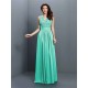 V-Neck Elegant Applique Sleeveless Long Chiffon Bridesmaid Dresses