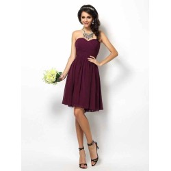 Gorgeous Sweetheart Pleats Sleeveless Short Chiffon Bridesmaid Dresses
