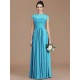 Charming Jewel Short Sleeves Lace Chiffon Bridesmaid Dresses