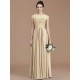 Charming Jewel Short Sleeves Lace Chiffon Bridesmaid Dresses