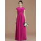 Charming Jewel Short Sleeves Lace Chiffon Bridesmaid Dresses