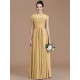 Charming Jewel Short Sleeves Lace Chiffon Bridesmaid Dresses