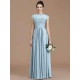 Charming Jewel Short Sleeves Lace Chiffon Bridesmaid Dresses