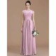 Charming Jewel Short Sleeves Lace Chiffon Bridesmaid Dresses