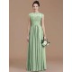 Charming Jewel Short Sleeves Lace Chiffon Bridesmaid Dresses