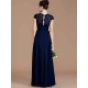 Charming Jewel Short Sleeves Lace Chiffon Bridesmaid Dresses
