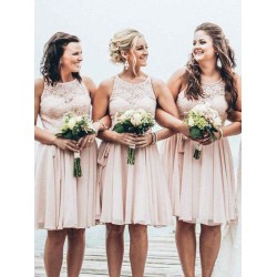 Charming Sleeveless Scoop Short/Mini Chiffon Bridesmaid Dresses