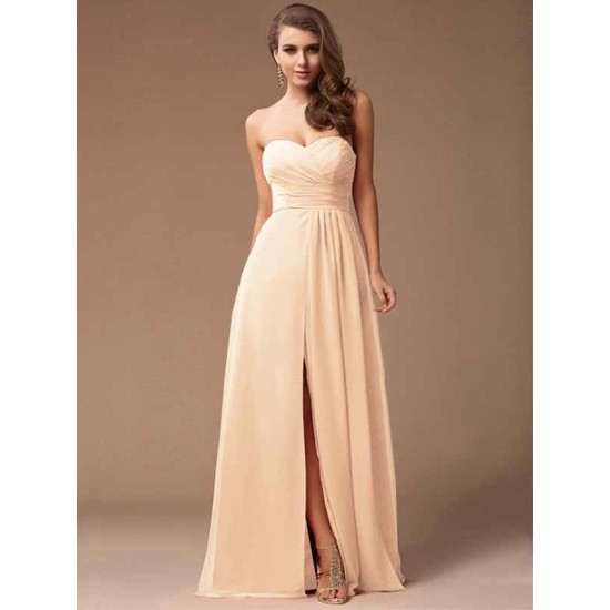 Gorgeous Sweetheart Sleeveless Long Ruffles Chiffon Bridesmaid Dresses