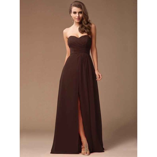 Gorgeous Sweetheart Sleeveless Long Ruffles Chiffon Bridesmaid Dresses