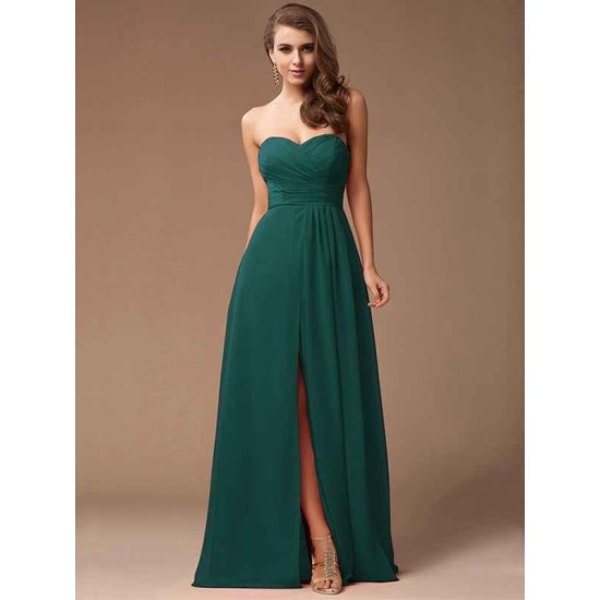 Gorgeous Sweetheart Sleeveless Long Ruffles Chiffon Bridesmaid Dresses