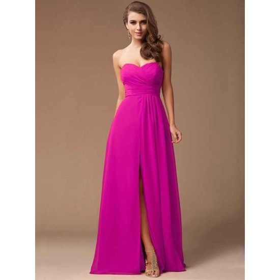Gorgeous Sweetheart Sleeveless Long Ruffles Chiffon Bridesmaid Dresses