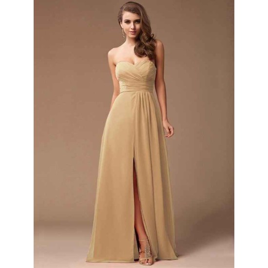 Gorgeous Sweetheart Sleeveless Long Ruffles Chiffon Bridesmaid Dresses