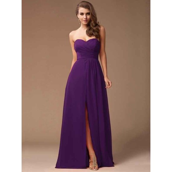 Gorgeous Sweetheart Sleeveless Long Ruffles Chiffon Bridesmaid Dresses