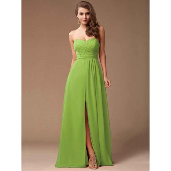 Gorgeous Sweetheart Sleeveless Long Ruffles Chiffon Bridesmaid Dresses