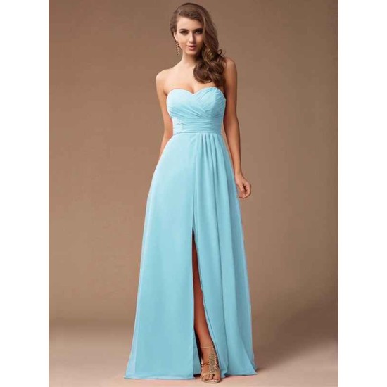 Gorgeous Sweetheart Sleeveless Long Ruffles Chiffon Bridesmaid Dresses