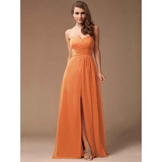 Gorgeous Sweetheart Sleeveless Long Ruffles Chiffon Bridesmaid Dresses