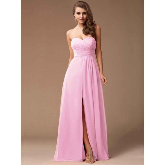 Gorgeous Sweetheart Sleeveless Long Ruffles Chiffon Bridesmaid Dresses