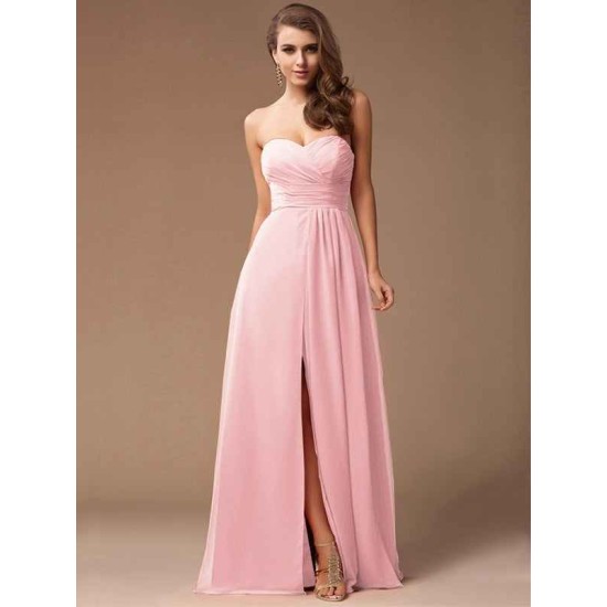 Gorgeous Sweetheart Sleeveless Long Ruffles Chiffon Bridesmaid Dresses