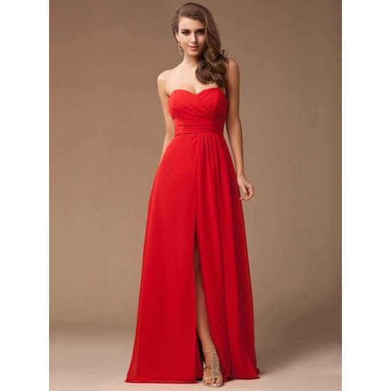 Gorgeous Sweetheart Sleeveless Long Ruffles Chiffon Bridesmaid Dresses