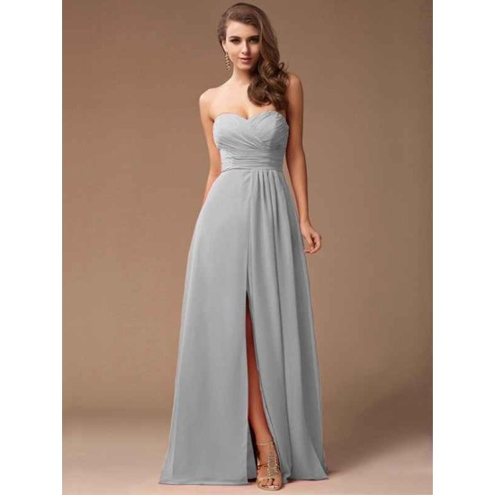 Gorgeous Sweetheart Sleeveless Long Ruffles Chiffon Bridesmaid Dresses