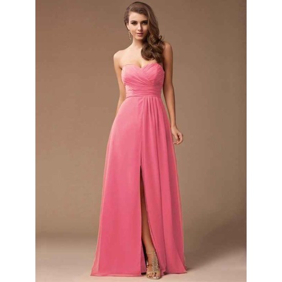 Gorgeous Sweetheart Sleeveless Long Ruffles Chiffon Bridesmaid Dresses