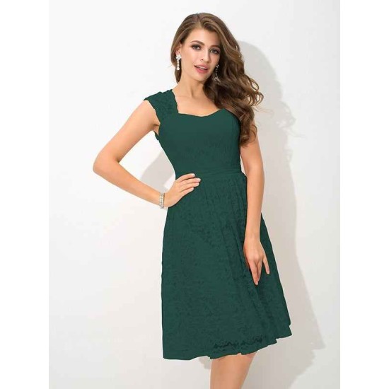 Charming Straps Lace Sleeveless Short Lace Bridesmaid Dresses