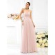 Charming Strapless Pleats Sleeveless Long Chiffon Bridesmaid Dresses
