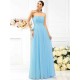 Charming Strapless Pleats Sleeveless Long Chiffon Bridesmaid Dresses