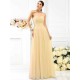 Charming Strapless Pleats Sleeveless Long Chiffon Bridesmaid Dresses