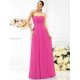Charming Strapless Pleats Sleeveless Long Chiffon Bridesmaid Dresses
