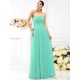 Charming Strapless Pleats Sleeveless Long Chiffon Bridesmaid Dresses