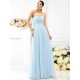 Charming Strapless Pleats Sleeveless Long Chiffon Bridesmaid Dresses