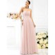 Charming Strapless Pleats Sleeveless Long Chiffon Bridesmaid Dresses