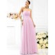 Charming Strapless Pleats Sleeveless Long Chiffon Bridesmaid Dresses