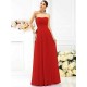 Charming Strapless Pleats Sleeveless Long Chiffon Bridesmaid Dresses