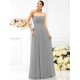 Charming Strapless Pleats Sleeveless Long Chiffon Bridesmaid Dresses