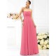Charming Strapless Pleats Sleeveless Long Chiffon Bridesmaid Dresses