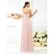 Charming Strapless Pleats Sleeveless Long Chiffon Bridesmaid Dresses