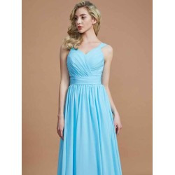 V-Neck Elegant Chiffon Sleeveless Bridesmaid Dresses