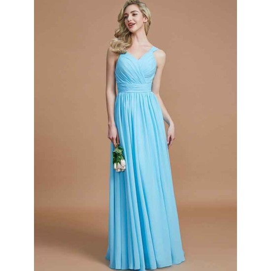 V-Neck Elegant Chiffon Sleeveless Bridesmaid Dresses