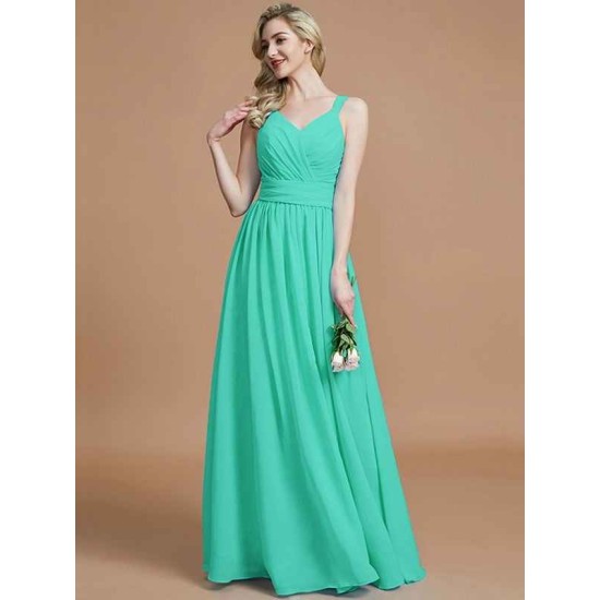 V-Neck Elegant Chiffon Sleeveless Bridesmaid Dresses