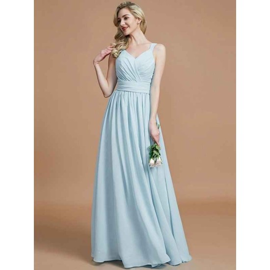 V-Neck Elegant Chiffon Sleeveless Bridesmaid Dresses