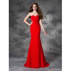 Mermaid Gorgeous Sweetheart Ruched Sleeveless Long Chiffon Bridesmaid Dresses