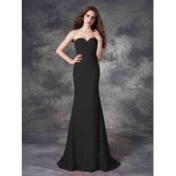 Mermaid Gorgeous Sweetheart Ruched Sleeveless Long Chiffon Bridesmaid Dresses