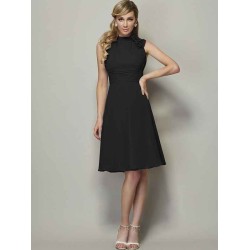 Charming High Neck Sleeveless Pleats Short Chiffon Bridesmaid Dresses