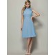 Charming High Neck Sleeveless Pleats Short Chiffon Bridesmaid Dresses