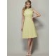 Charming High Neck Sleeveless Pleats Short Chiffon Bridesmaid Dresses