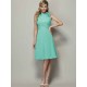 Charming High Neck Sleeveless Pleats Short Chiffon Bridesmaid Dresses
