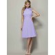 Charming High Neck Sleeveless Pleats Short Chiffon Bridesmaid Dresses
